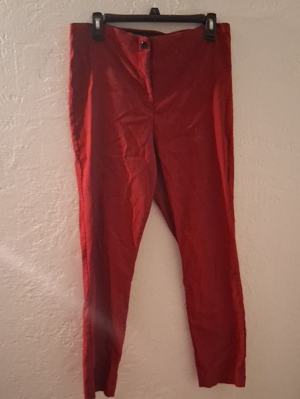 Slim Red High-Rise Skinny Pants Polished Tailored Professional Comfortable